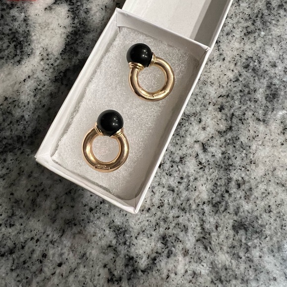 Peter Brams Designs 14K Black Onyx Hoop Earring Enhancers one pair - Picture 2 of 2